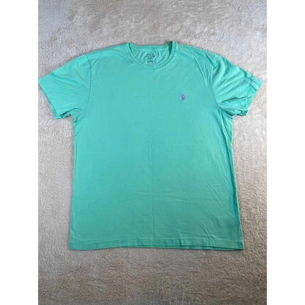 Polo Ralph Lauren Men's Size M RN 41381 100% Cotton Green T-Shirt Purple Pony